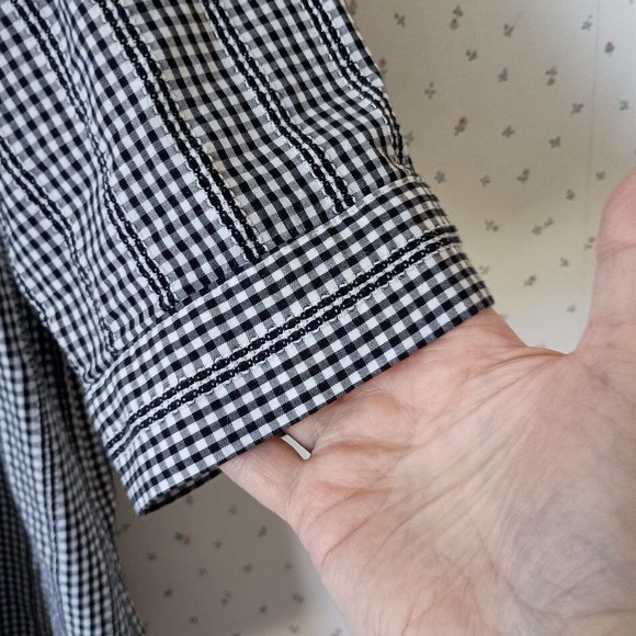 EUC Talbots Size 3X Tunic Top Blouse Black & White Check Trim Detail 100% Cotton - Picture 5 of 11